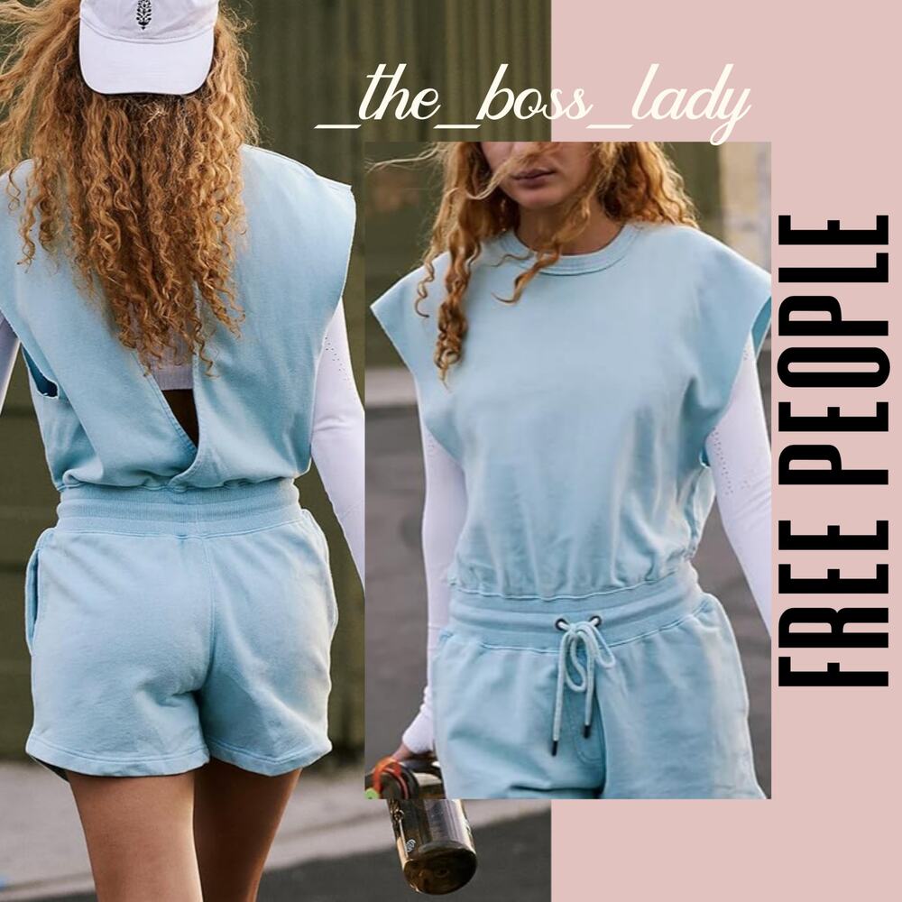 Free People Sky Blue Sleeveless Romper